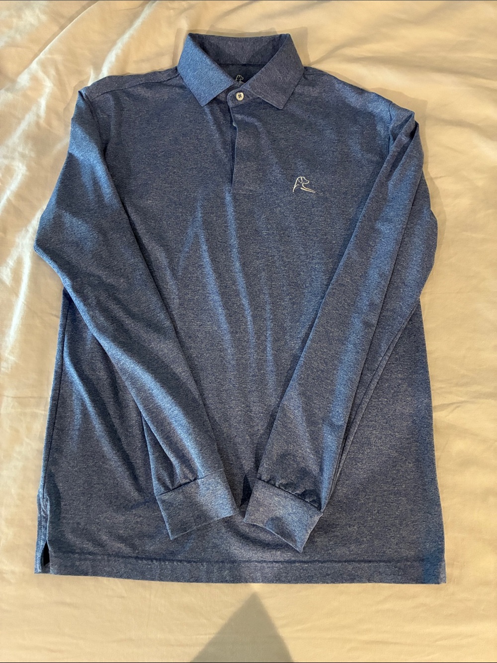 Rhoback Heather Navy Blue Long Sleeve Polo